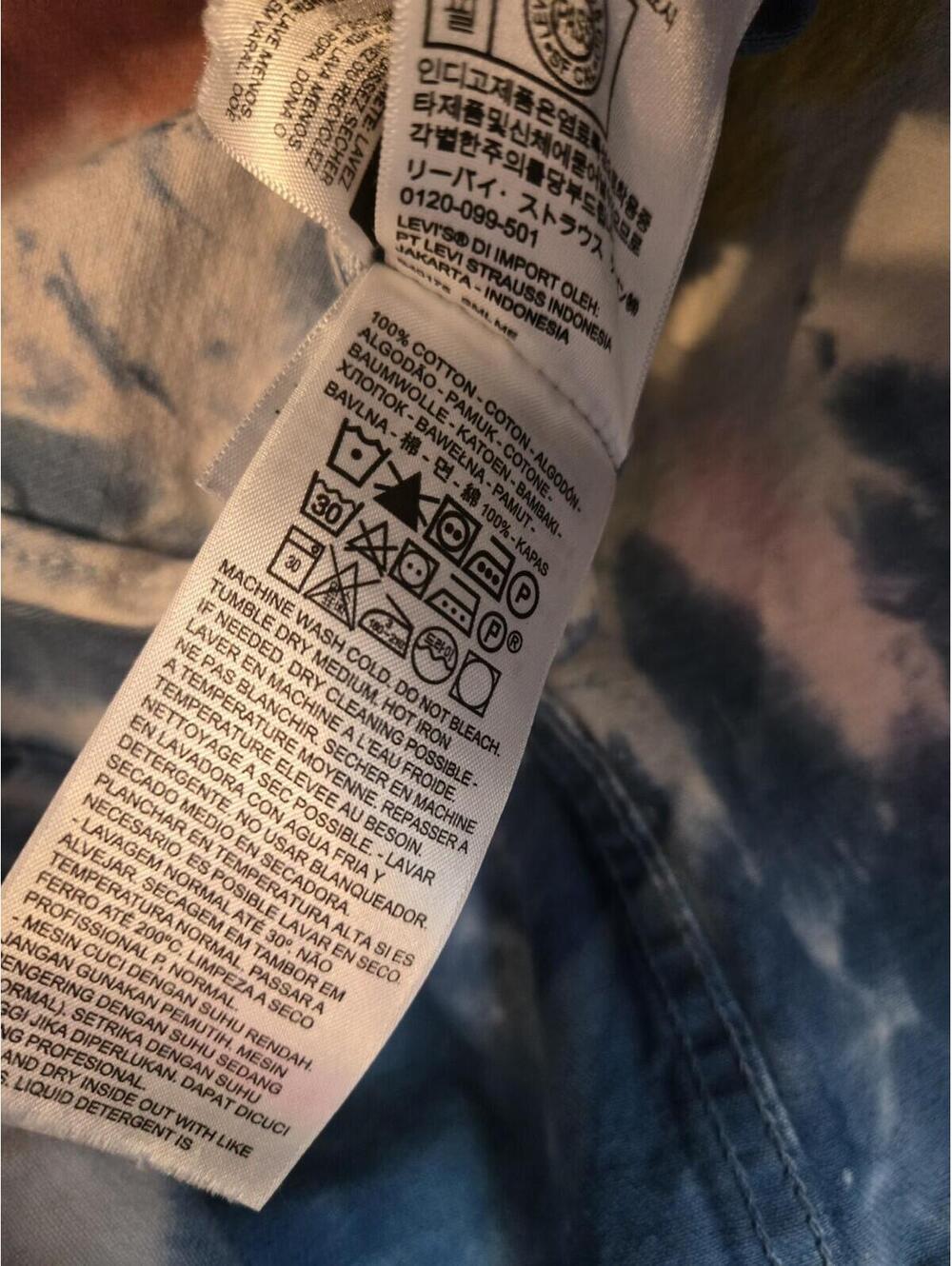 Levi's Mens Denim Jacket  White Tie Dye Button-Up Trucker Premium Vintage Fit - Picture 4 of 5
